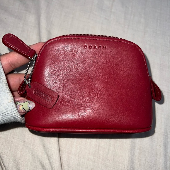Vintage Coach Red Leather Coin Purse - Picture 1 of 4